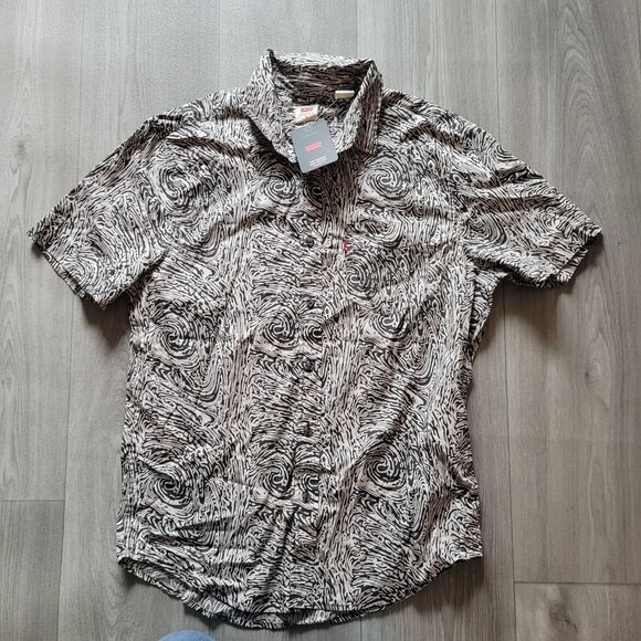Levis Mens The Sunset One Pocket Shirt - Standard Fit M Black & White Swirl Desi - Picture 1 of 5